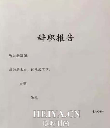 我的胸太大这里装不下彭玲玲辞职信走红_九派新闻彭玲玲辞职原因