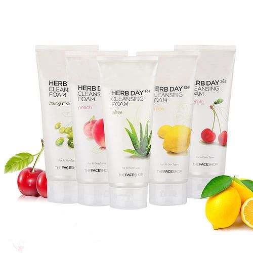 the face shop草本洗面奶